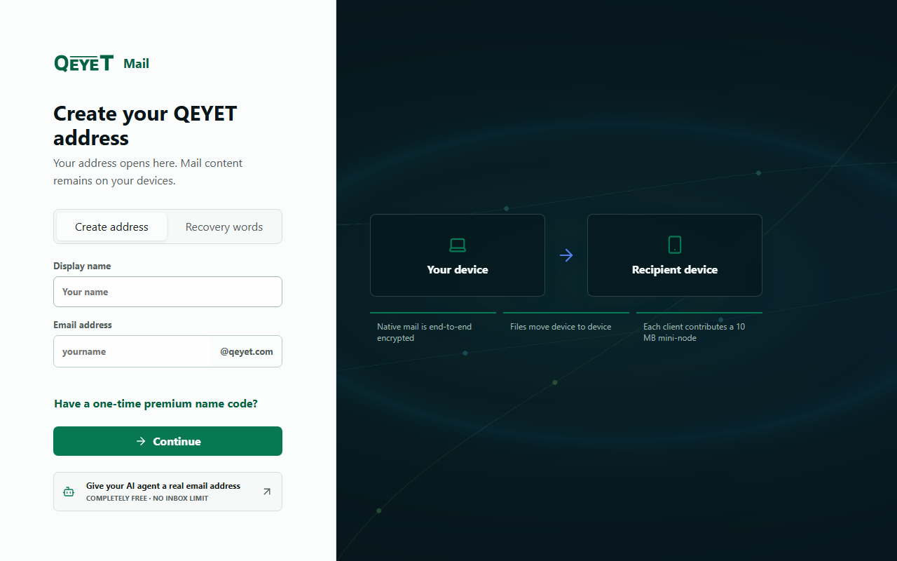 QEYET Mail inbox and calendar
